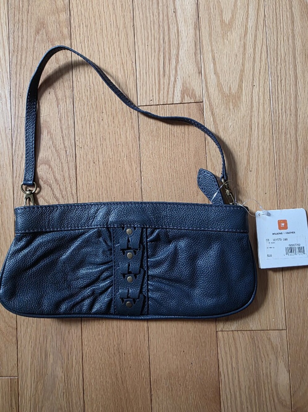 Wilson Leather Navy Blue Leather Clutch /Shoulder Bag with Stud Accent
